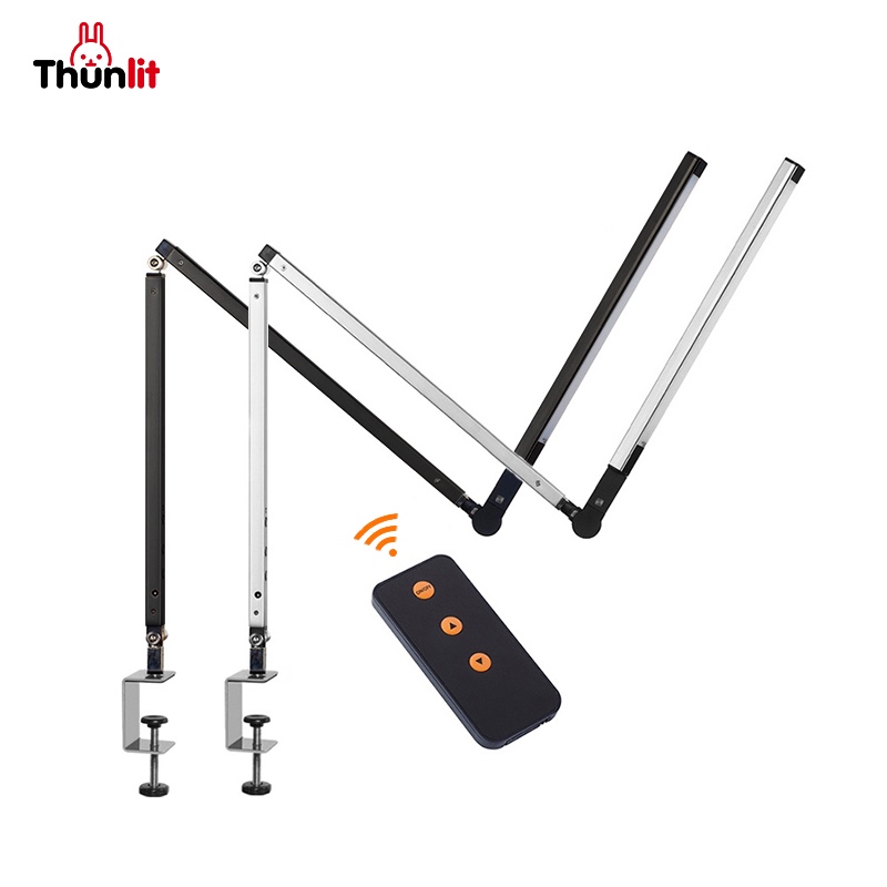 Thunlit โคมไฟตั้งโต๊ะแบบหนีบ กลางวัน พร้อมรีโมทคอนโทรล 9W LED ป้องกันดวงตา ไฟทำงานแบบหนีบหรี่แสงได้