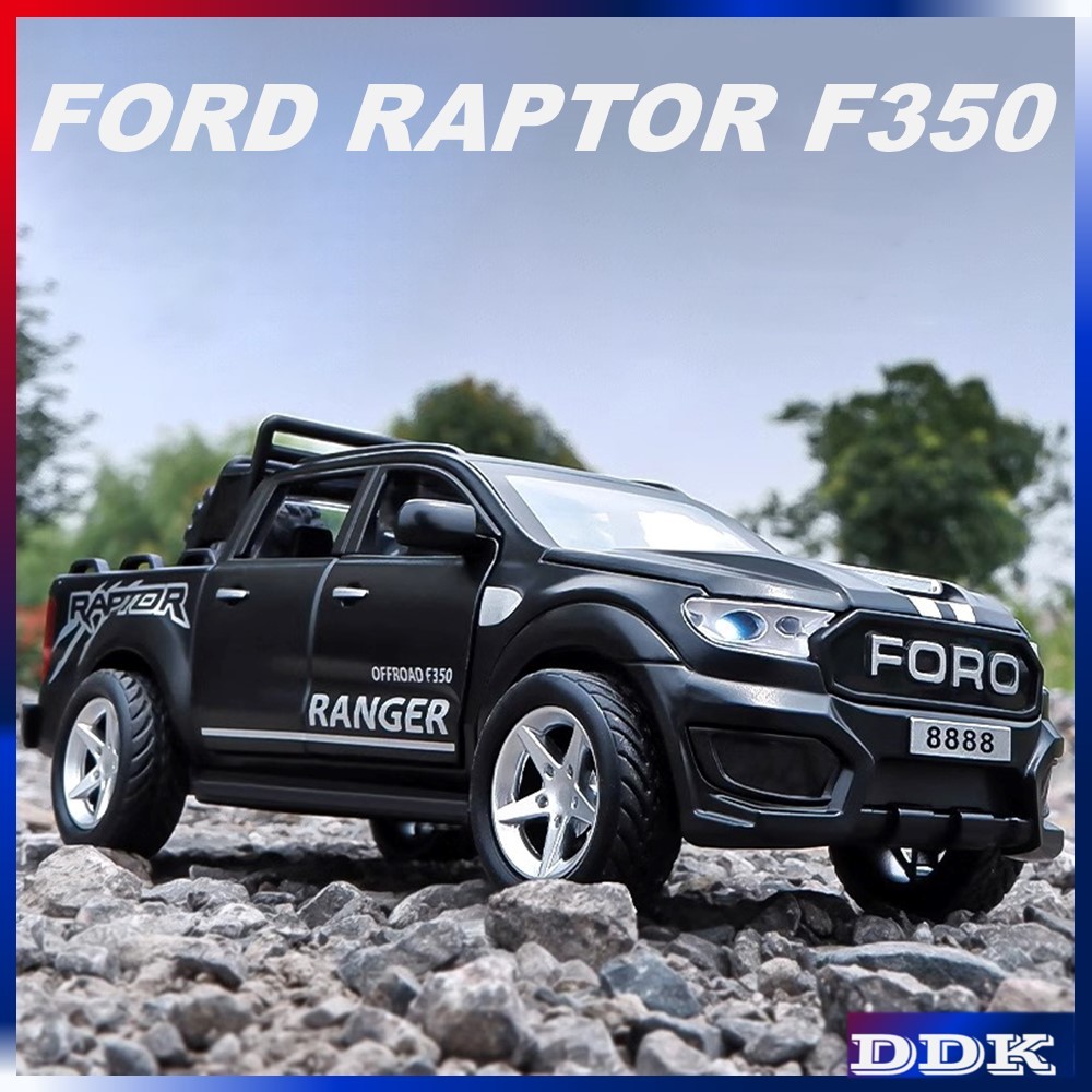 Ford Raptor F350 1:32 Diecastโลหะผสมรุ่นของเล่นรถเสียงแสงดึงกลับของขวัญเด็กเพื่อนวันเกิดของขวัญคริสต์มาส