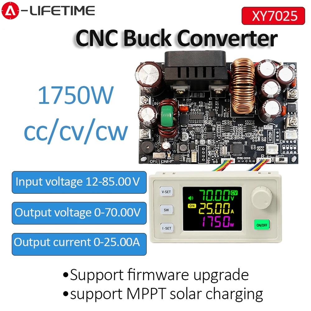 Xy7025 Buck Converter CC CV แรงดันไฟฟ้าและปัจจุบัน Step-Down โมดูล 70V/25A/1750W CNC ปรับ Regulated 