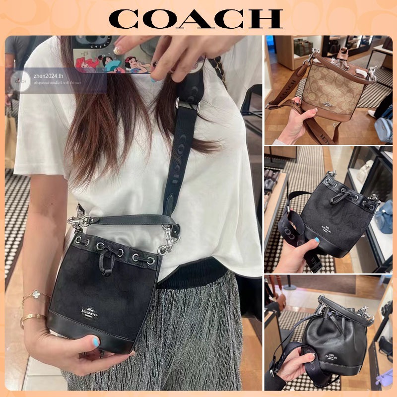 พร้อมส่ง แท้ 💯% Coac h ถุงถังขนาดเล็ก，กระเป๋าถือสตรี，กระเป๋าสะพาย CR144 CR145 CT863