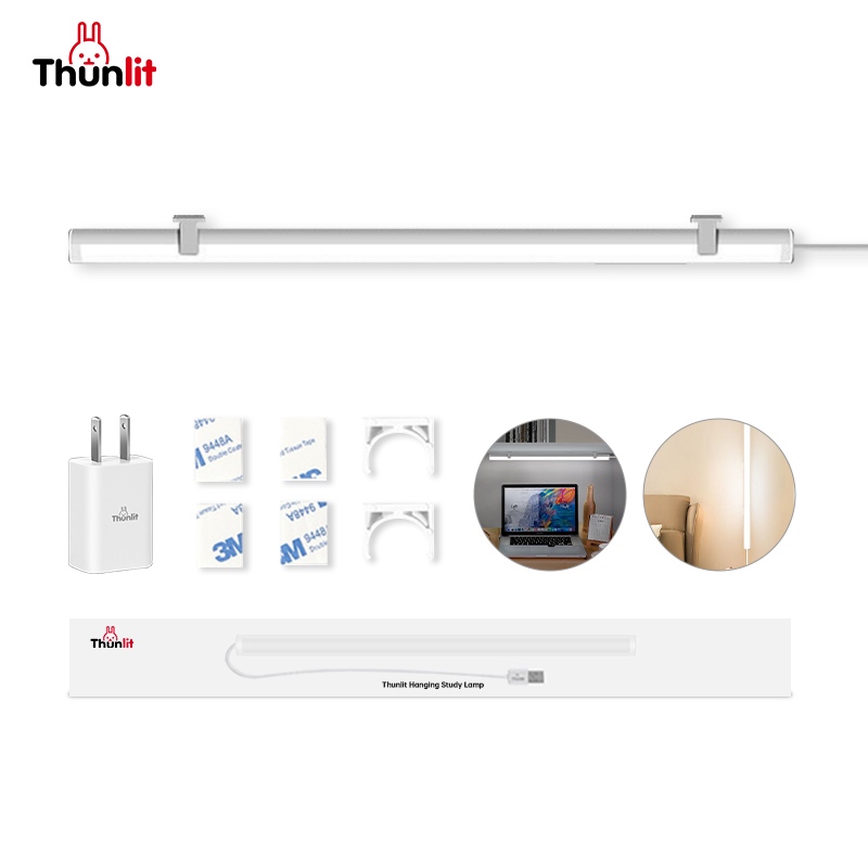 Thunlit แขวนโคมไฟศึกษา 40cm USB Plug-in หอพักนักเรียน LED ติดผนัง Stepless Dimming 3 อุณหภูมิสี