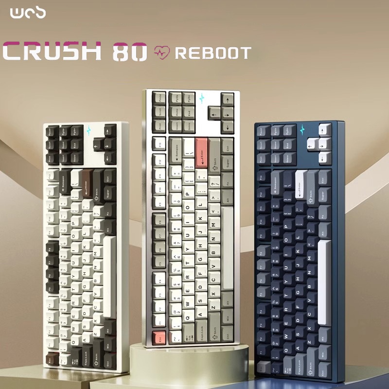-LW- Wob CRUSH80 Reboot CNC คีย์บอร์ดอลูมิเนียม Hot Swap ไร้สาย 87KEY คีย์บอร์ดการปรับแต่งคีย์บอร์ด Quick Release