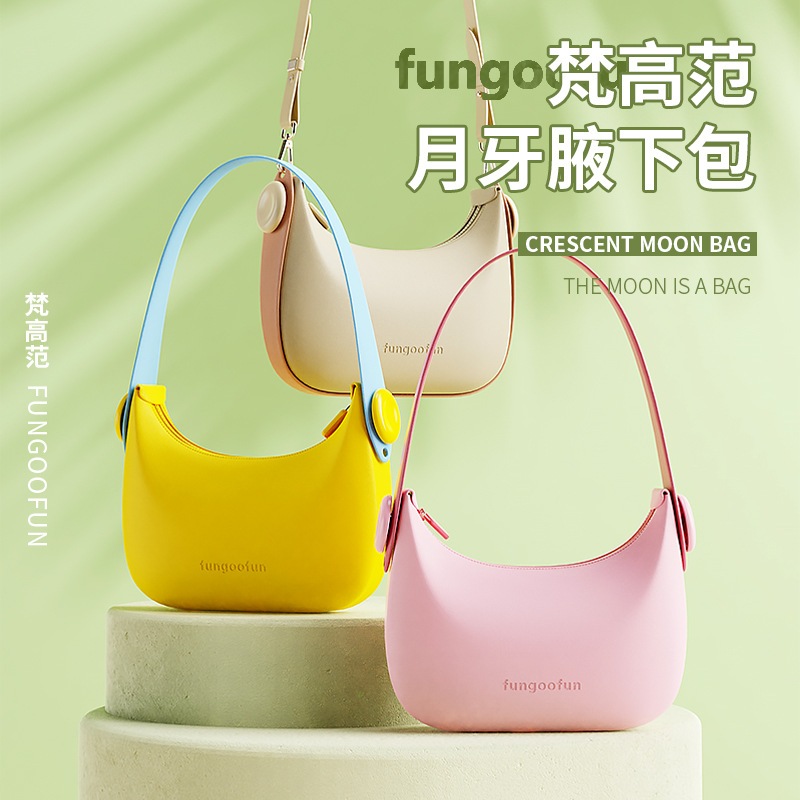 Fungoofun กระเป๋าสะพายข้างสีสันสดใสลําลองสําหรับผู้หญิง One Piece EVA