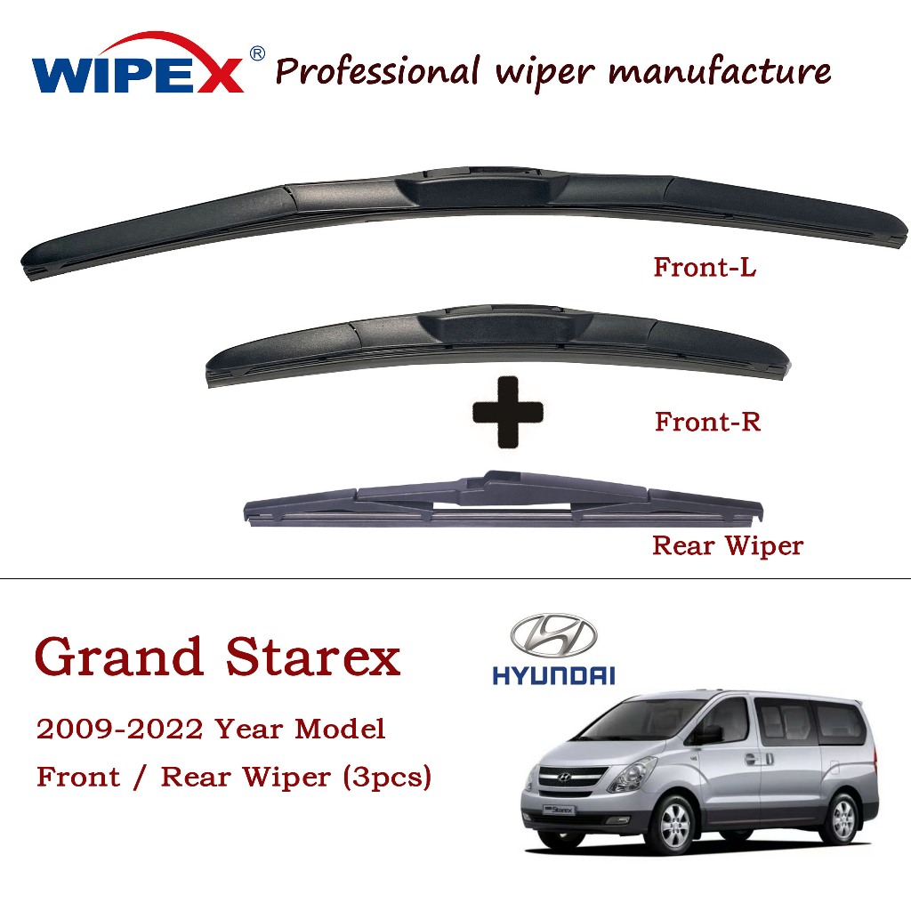 2009-2022 Hyundai Grand Starex ใบปัดน้ําฝนสําหรับ H1 Starx Van Car Window Wipers Set (ประเภทไฮบริดด้านหน้า+ด้านหลังเดิม) จาก wipex Wixr