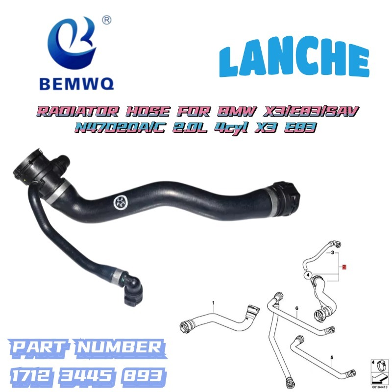 Bemhq ท่อวิทยุสําหรับ BMW X3/E83/SAV N47D20A/C 2.0L 4cyl X3 E83 17123445893