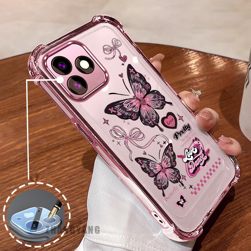 เคสสําหรับ infinix smart 8 hot 40i สี่มุมซิลิโคน anti drop เคสโทรศัพท์ไฟฟ้าความงามผีเสื้อออกแบบใหม่รูปแบบ TPU soft case