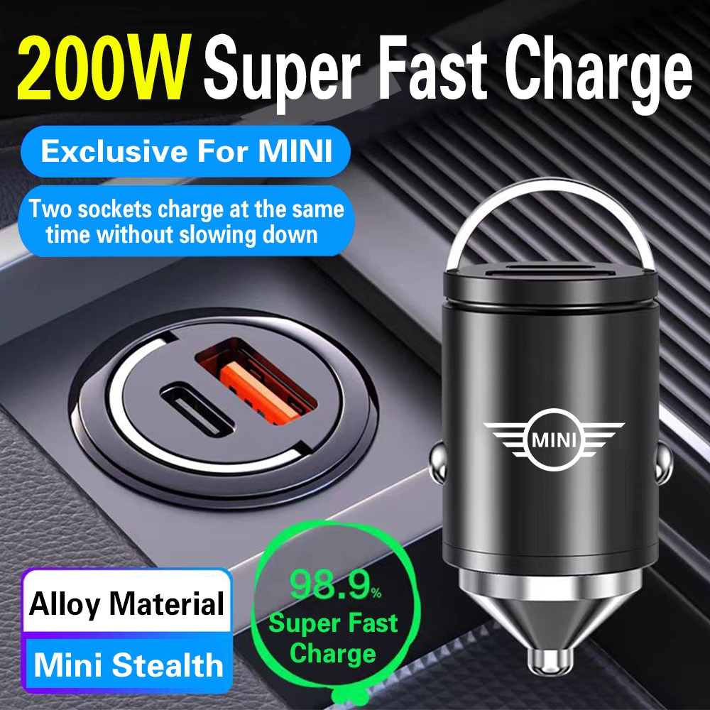 สําหรับ MINI Cooper รถโทรศัพท์ Quick Charger 200W ประเภท C PD QC3.0 USB Dual พอร์ต Fast Charging สํา
