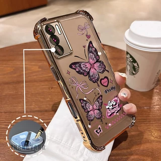 กรณีสําหรับ OPPO A16 สี่มุมซิลิโคน anti drop เคสโทรศัพท์ไฟฟ้าความงามผีเสื้อออกแบบใหม่รูปแบบ TPU soft case