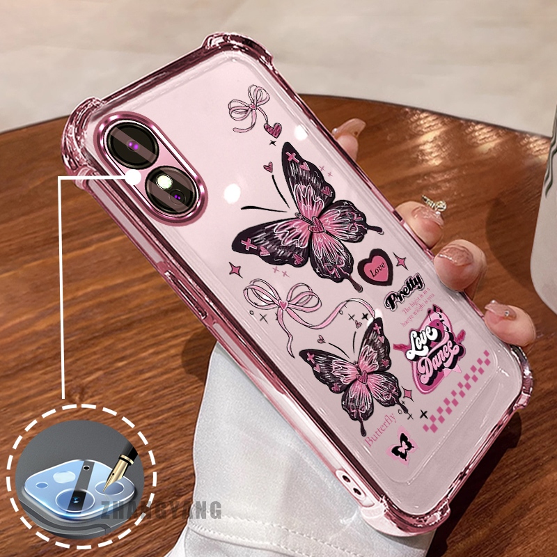 สําหรับ OPPO A18 A38 A17 A17K สี่มุมซิลิโคน anti drop เคสโทรศัพท์ไฟฟ้าความงามผีเสื้อออกแบบใหม่รูปแบบ TPU soft case