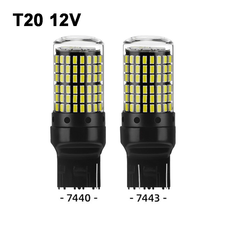 2pcs 12V T20 W21W W21/5W 3014 144Chips ไฟ Led รถสําหรับไฟเลี้ยวย้อนกลับไฟเบรค
