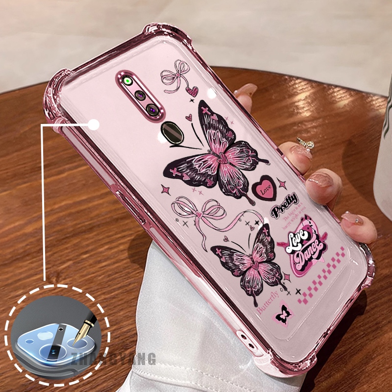 กรณีสําหรับ OPPO F11 สี่มุมซิลิโคน anti drop เคสโทรศัพท์ไฟฟ้าความงามผีเสื้อออกแบบใหม่รูปแบบ TPU soft case