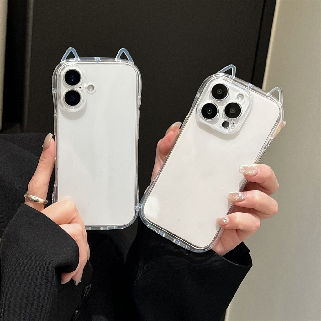 โปร่งใส TPU หูแมว IPhone สําหรับ IPhone 16 ProMax 15ProMax 15Plus 13 12 11 14 6 & 7 & 8Plus XSMax กรณี