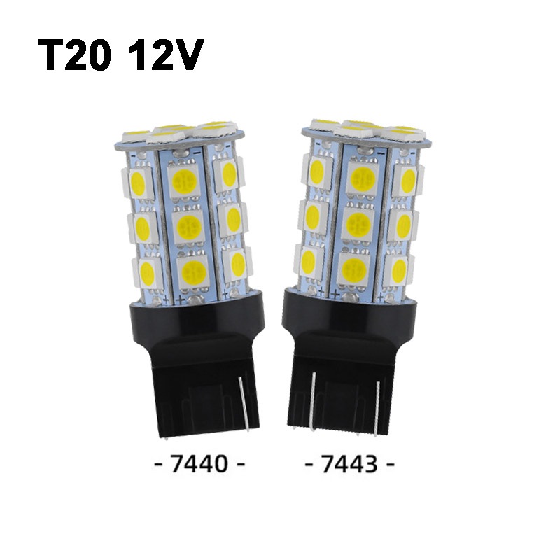 2pcs 12V T20 W21W W21/5W 5050 27Chips ไฟ Led รถสําหรับไฟเลี้ยวย้อนกลับไฟเบรค