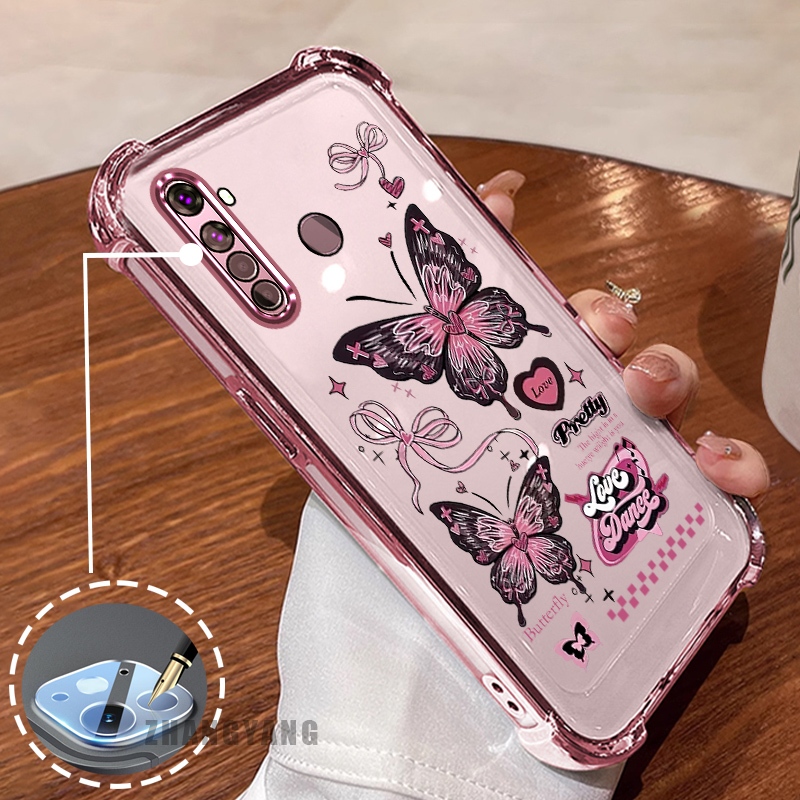 สําหรับrealme 5 5i 5s 6i c3 สี่มุมซิลิโคนAnti DROPเคสโทรศัพท์ไฟฟ้าความงามผีเสื้อออกแบบใหม่รูปแบบTPU soft case