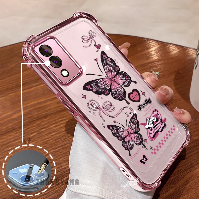 กรณีสําหรับ vivo Y17S สี่มุมซิลิโคน anti drop เคสโทรศัพท์ไฟฟ้าความงามผีเสื้อออกแบบใหม่รูปแบบ TPU soft case