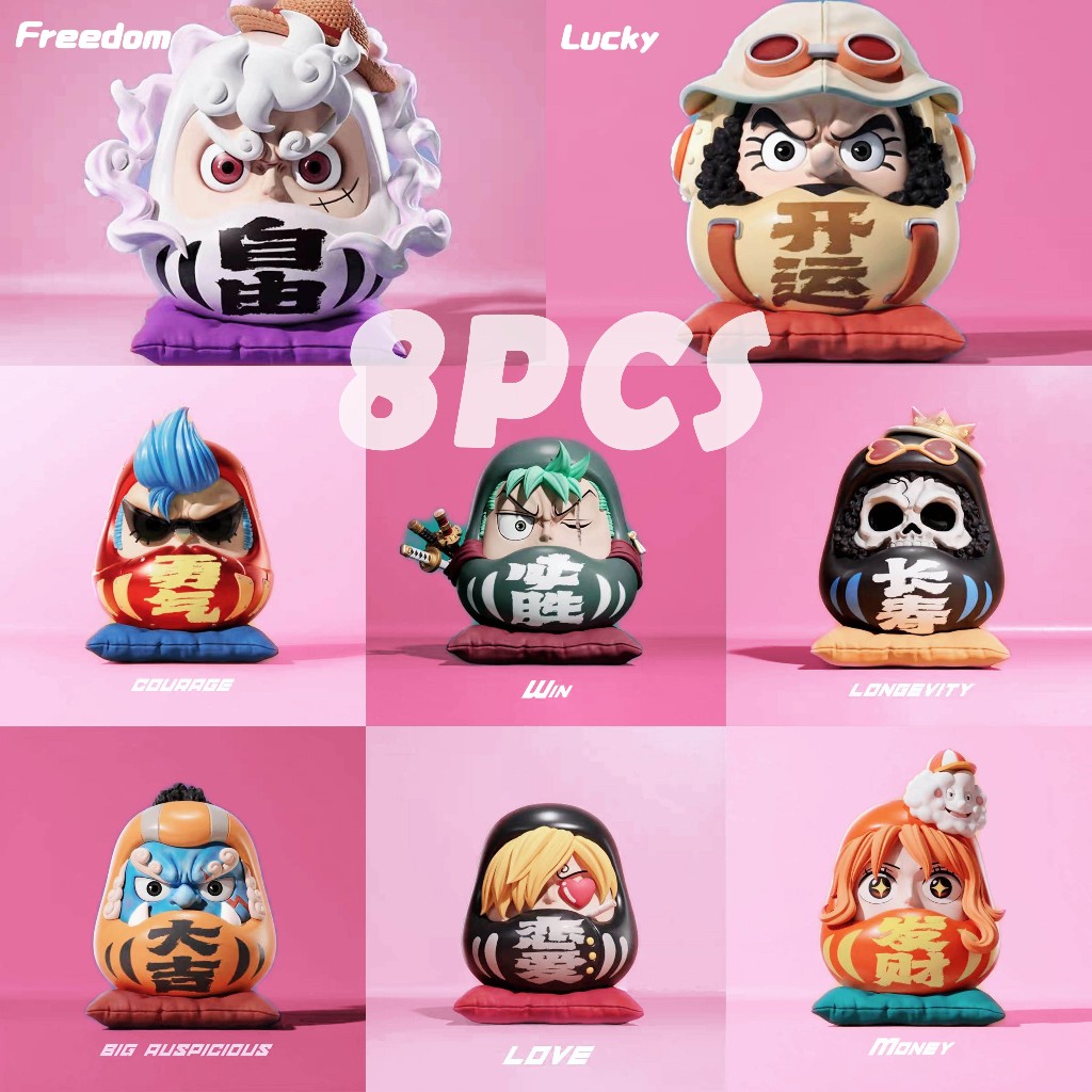 ตุ๊กตา Daruma ของวันพีช 8 ตัว รุ่น Q ลูฟี่ โซโล ทำด้วยมือ ตกแต่งรถตั้งโต๊ะ อุปกรณ์ต่อพ่วงอนิเมะ
