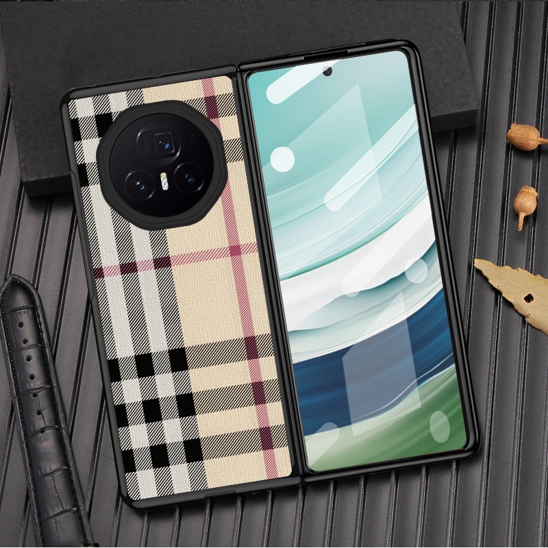 Magic V3 Casing Case สําหรับ Honor Magic V3 Magic V2 RSR แฟชั่นรูปแบบตาราง ﻿กรอบฟิล์มป้องกัน ปู่ 2 ใน 1 เคสโทรศัพท์มือถือฝาครอบ