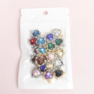10ชิ้นที่ละเอียดอ่อนกลวงพีชหัวใจเสน่ห์กับคริสตัล พลอยเทียม,สไตล์บาร็อคสร้อยคอสร้อยข้อมือต่างหูโลลิต้าอุปกรณ์ผมเสื้อผ้าตกแต่งทําเอง หลากสี หัวใจจี้