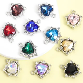 10ชิ้นที่ละเอียดอ่อนกลวงพีชหัวใจเสน่ห์กับคริสตัล พลอยเทียม,สไตล์บาร็อคสร้อยคอสร้อยข้อมือต่างหูโลลิต้าอุปกรณ์ผมเสื้อผ้าตกแต่งทําเอง หลากสี หัวใจจี้
