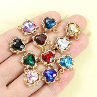 10ชิ้นที่ละเอียดอ่อนกลวงพีชหัวใจเสน่ห์กับคริสตัล พลอยเทียม,สไตล์บาร็อคสร้อยคอสร้อยข้อมือต่างหูโลลิต้าอุปกรณ์ผมเสื้อผ้าตกแต่งทําเอง หลากสี หัวใจจี้