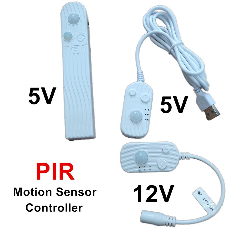12v หรือ 5V USB PIR Motion Sensor Controller สําหรับ 5050 2835 COB LED Strip Light สมาร์ทโฮมร่างกายมนุษย์อินฟราเรดใช้กว้างสําหรับห้องครัวบันได Wardeobe เตียง