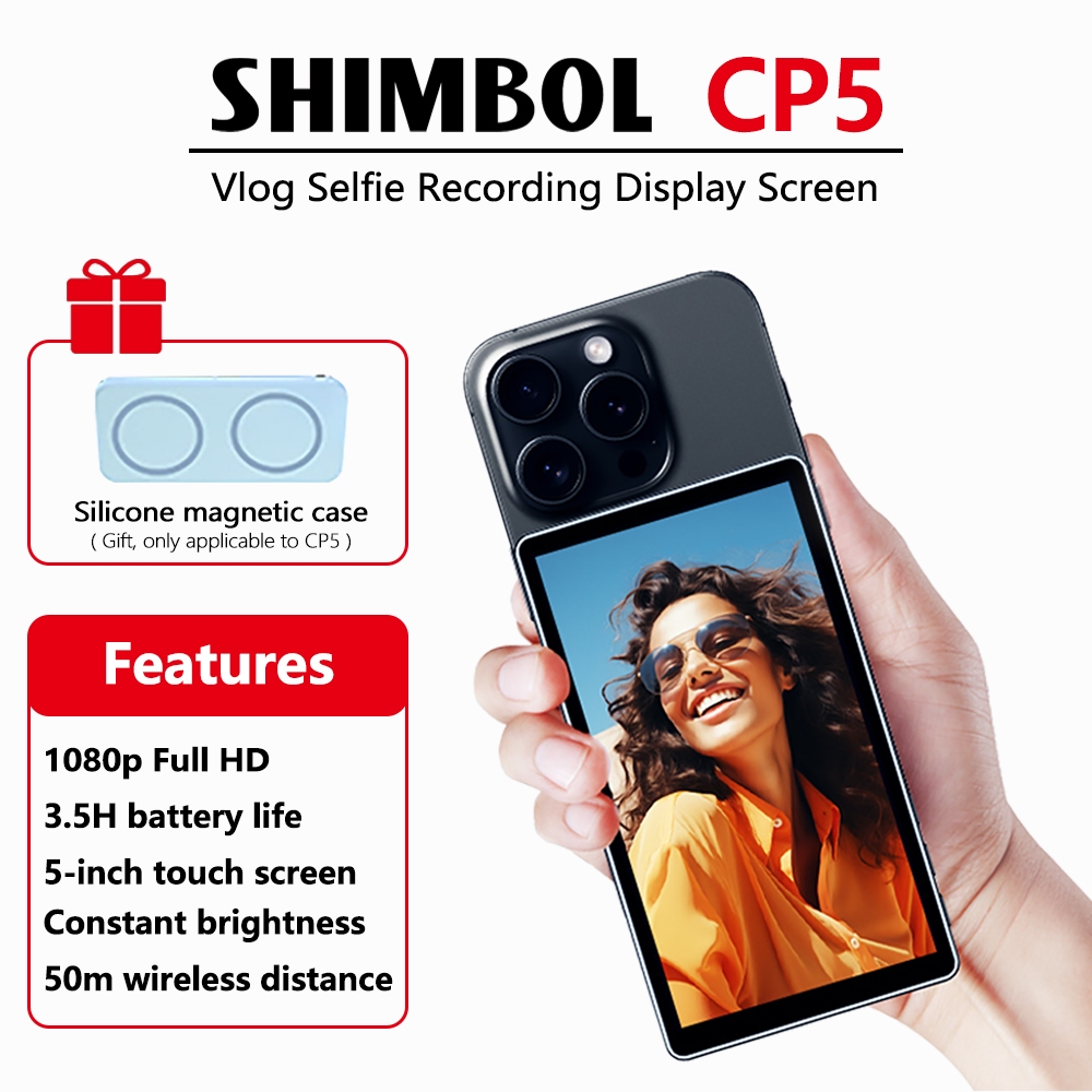 Shimbol CP5 Vlog selfie Recording display screen โทรศัพท์มือถือแม่เหล็กด้านหลังกระจกแสดงเซลฟี่ หน้าจอกล้องโทรศัพท์มือถือโปรเจคเตอร์