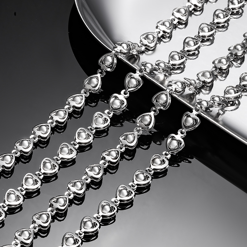 โซ่เครื่องประดับโซ่รูปหัวใจสแตนเลส Love Bead Chain อุปกรณ์ diy