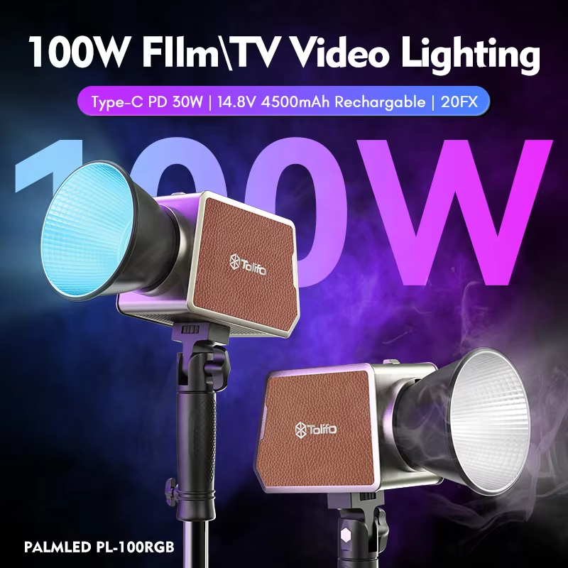 Tolifo PL-100RGB 100W RGB LED วิดีโอแบบพกพา COB ต่อเนื่องเอาต์พุต Mini Bowens ชาร์จการถ่ายภาพวิดีโอ