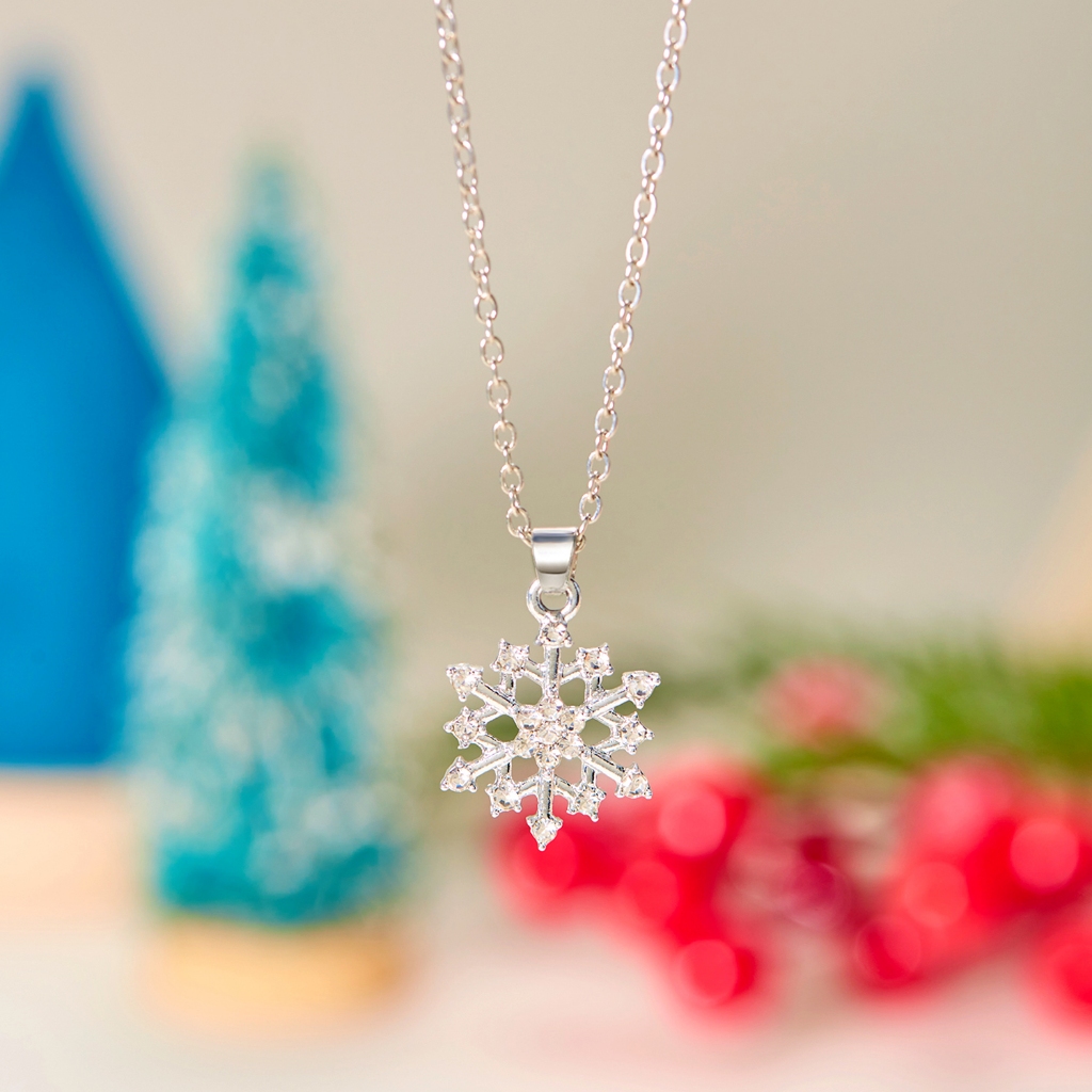 Merry Christmas สร้อยคอเกล็ดหิมะสร้อยคอผู้หญิงแฟชั่นเครื่องประดับ Xmas ของขวัญ