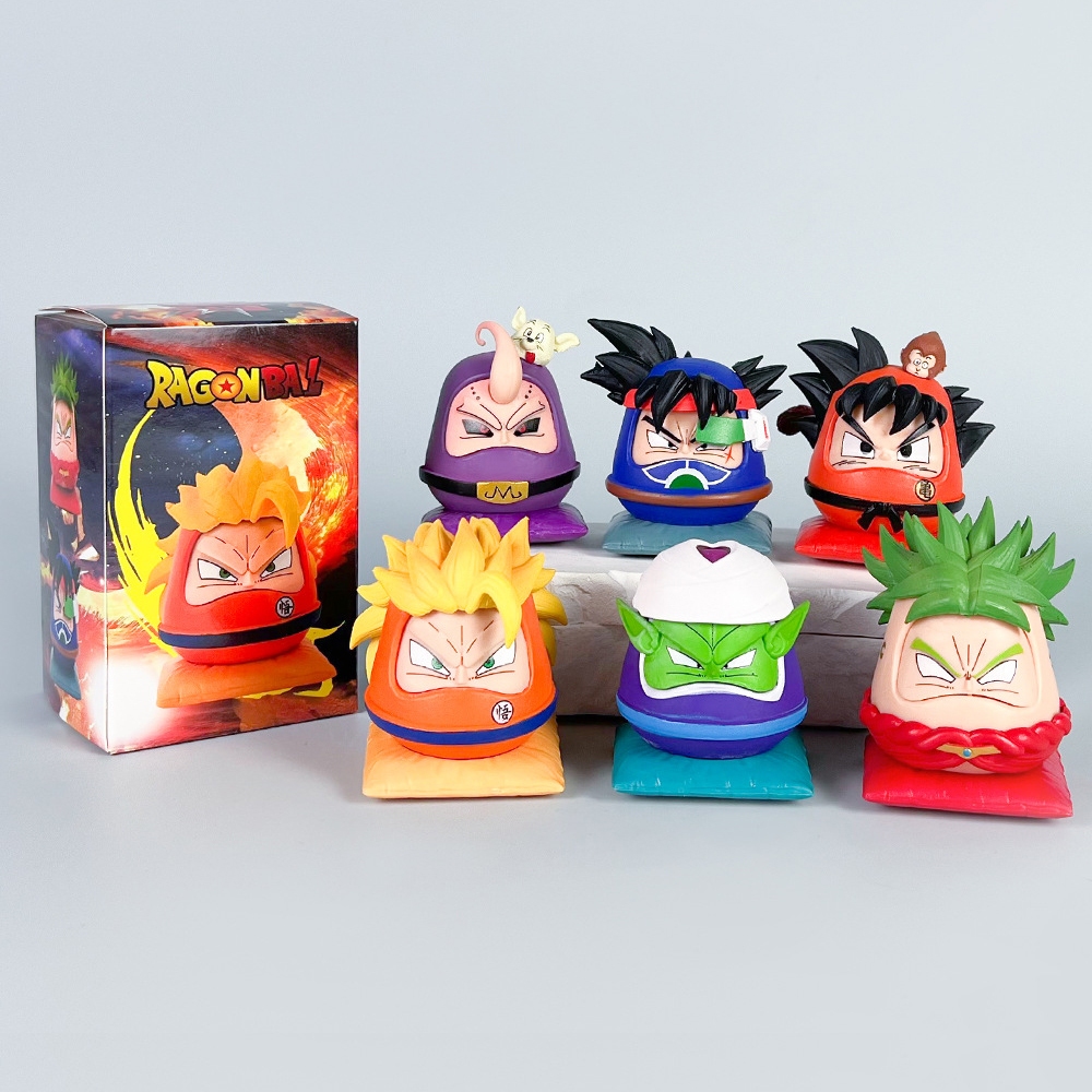6 ชิ้น/เซ็ต 7 ซม.อะนิเมะ Dragon Ball Z Dharma Egg Series Son Goku Piccolo Burdock Majin Buu Super Saiyan รุ่น Q PVC Action Figures ตุ๊กตาของเล่น