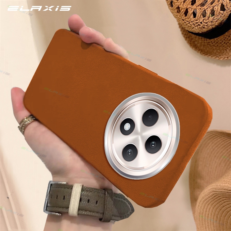 Elaxis ปลอกซิลิโคนอ่อนนุ่มสําหรับ OPPO Reno 12F 5G/Reno 12F 4G เคสโทรศัพท์หรูหราธุรกิจ Lmitation รูปแบบหนังฝาหลังกล้องกันกระแทกเกราะป้องกัน ES026
