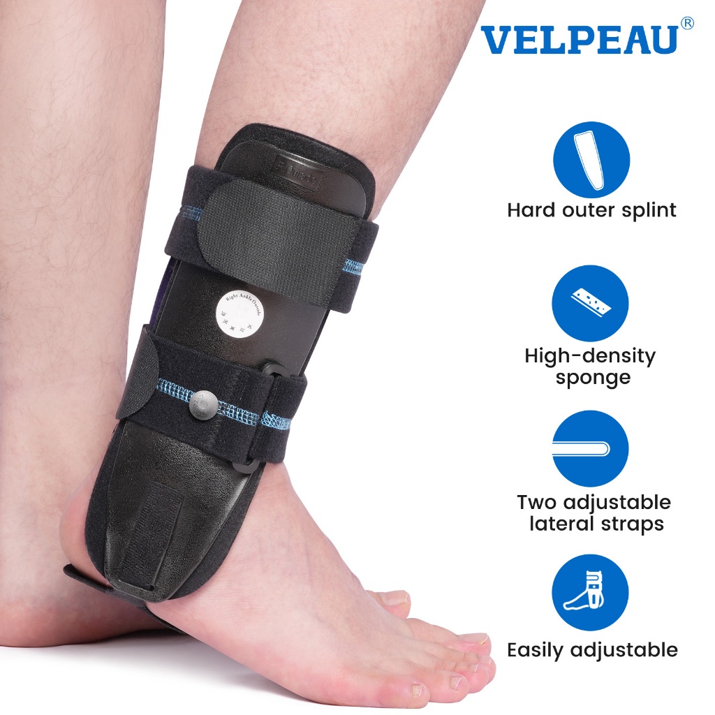 VELPEAU ข้อเท้ารั้ง - สเตอร์อัพ ข้อเท้า Splint - ปรับแข็ง Stabilizer สําหรับแพลง, Tendonitis, Post-Op Cast สนับสนุนและการบาดเจ็บสําหรับผู้หญิงและผู้ชาย (แผ่นโฟม,แผ่นเจล)