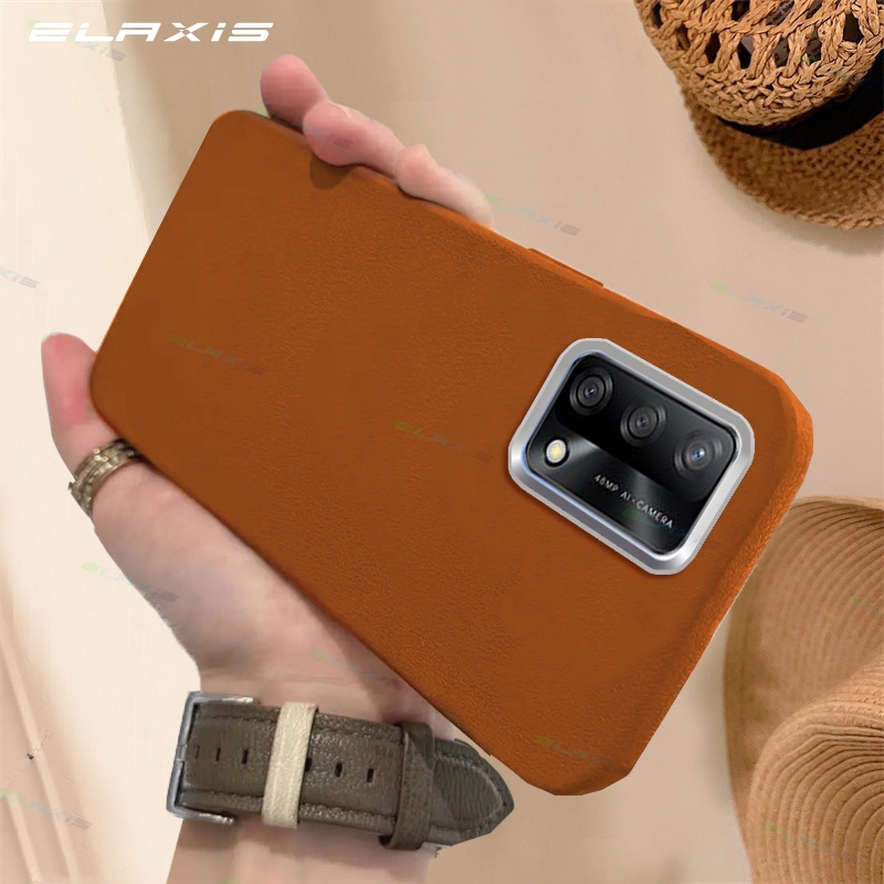 Elaxis ปลอกซิลิโคนอ่อนนุ่มสําหรับ OPPO A74 4G/A95 4G เคสโทรศัพท์หรูหราธุรกิจ Lmitation รูปแบบหนังฝาหลังกล้องกันกระแทกเกราะป้องกัน ES026
