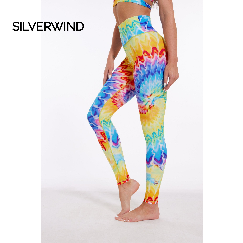 Silverwind Rainbow Spiral เลกกิ้งเอวสูงผู้หญิงสําหรับเล่นโยคะ พิลาทิส ยิม และออกกําลังกาย Buttery Soft และยืด Tummy Control