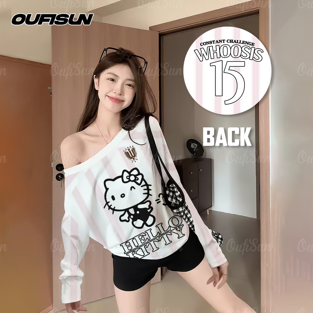 สไตล์เกาหลีผู้หญิงปิดไหล่เสื้อแขนยาวลายแมวน่ารักเสื้อทรงหลวมแบบฤดูใบไม้ร่วง-สไตล์ฤดูหนาวปิดไหล่เสื้อกันหนาวสําหรับผู้หญิง2024