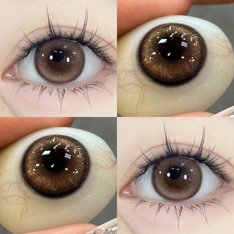 Duoxiu คอนแทคเลนส์แบบนุ่มเส้นผ่านศูนย์กลางธรรมชาติ 14.5 มม. MoistureContent of 40% ชุดสีน้ําตาลสบาย 