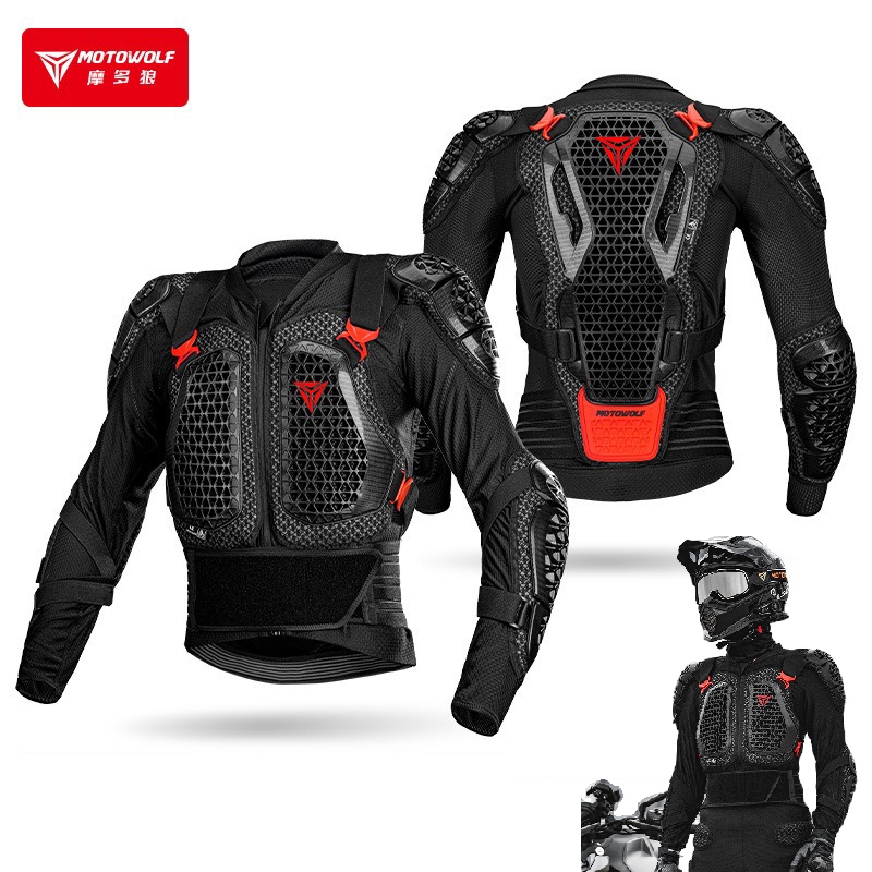 ใหม่ Motowolf Motorcycle Full Body Armor Jacket Spine Chest Protection Gear Moto