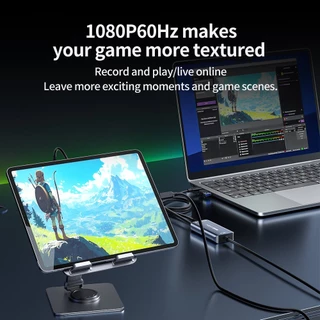 ACASIS USB3.0 Mini Type-C To USB Audio Capture Card 1080p60fps อุปกรณ์สําหรับเล่นเกม Live Streaming Video Recorder, ใช้งานร่วมกับ Windows/MAC สําหรับ PS4, nintendo switch 2, Xbo
