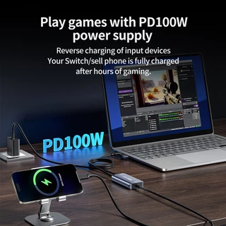 ACASIS USB3.0 Mini Type-C To USB Audio Capture Card 1080p60fps อุปกรณ์สําหรับเล่นเกม Live Streaming Video Recorder, ใช้งานร่วมกับ Windows/MAC สําหรับ PS4, nintendo switch 2, Xbo