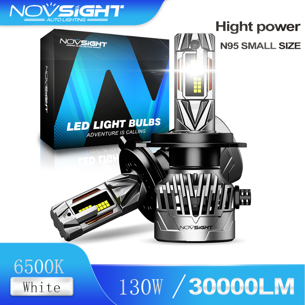 Novsight ความสว่างสูง series N95 ไฟหน้ารถ LED H4 H7 H11 9005 9006 130W 30000LM 6500K Plug and Play 2 ชิ้น