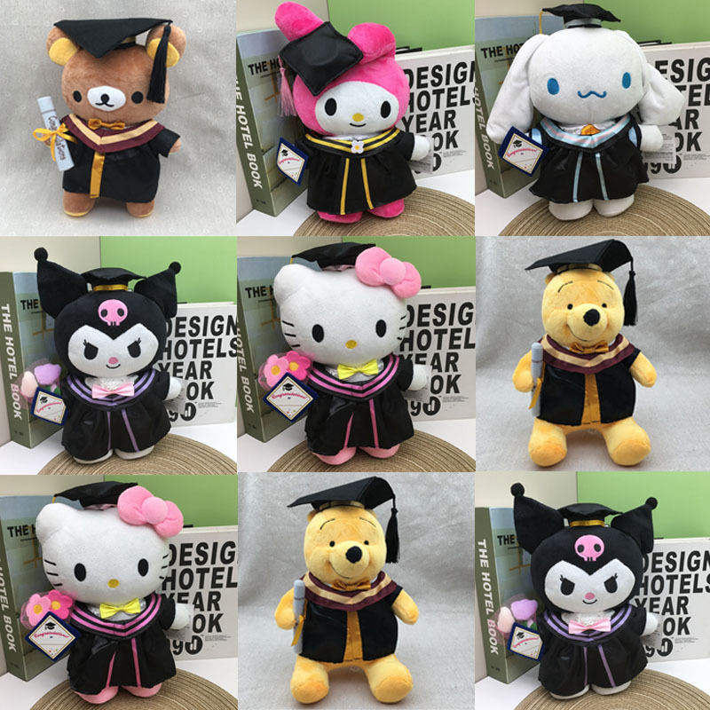 6 รูปแบบ 30 ซม.Kuromi Pooh Bear Hello Kitty Cinnamoroll Melody ของเล่นตุ๊กตาของขวัญวันเกิดของเล่นเด็กของขวัญสําเร็จการศึกษานุ่มสบายตุ๊กตาตุ๊กตาตกแต่งบ้าน