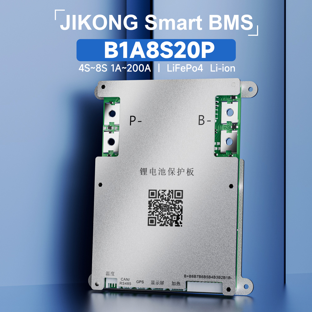 Jikong BMS B1A8S20P 1A Active Balance Heat CAN RS485 3S 4S 7S 8S 200A LiFePo4 Li-ion สมาร์ท JKBMS