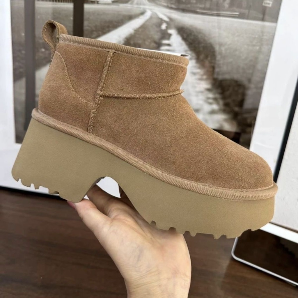 Ugg 2024 ใหม่ Mermaid หนา soled รองเท้าผ้าฝ้ายบางรองเท้าหิมะอบอุ่น