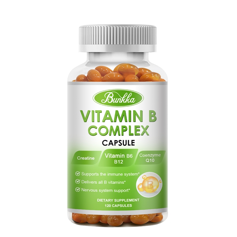 Bunkka Vitamin B Complex ประกอบด้วยวิตามิน B1 B2 B3 B5 B6 B7 B9 B12 เสริมภูมิคุ้มกัน บำรุงกำลัง และระบบประสาท