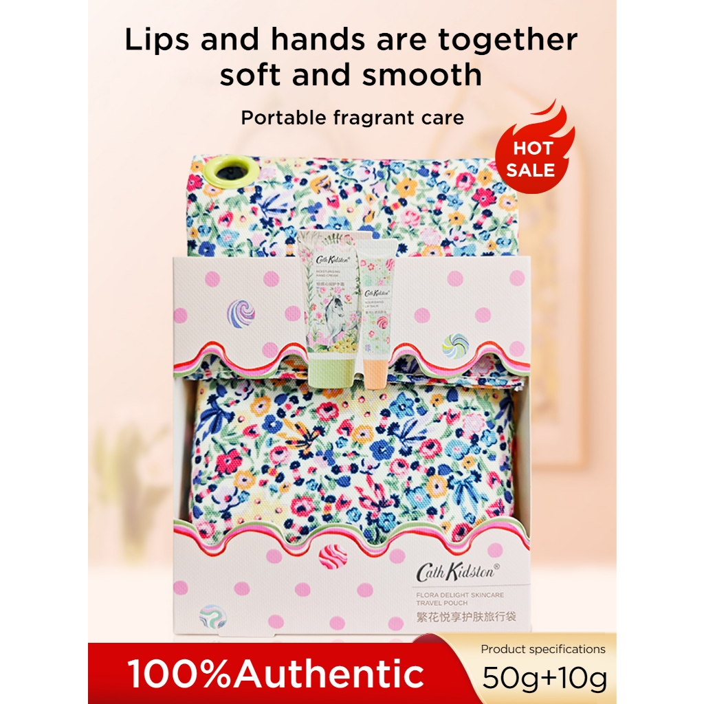 Cathkidston Flower Travel Bag Hand Cream Lip Balm Girl Gift Set