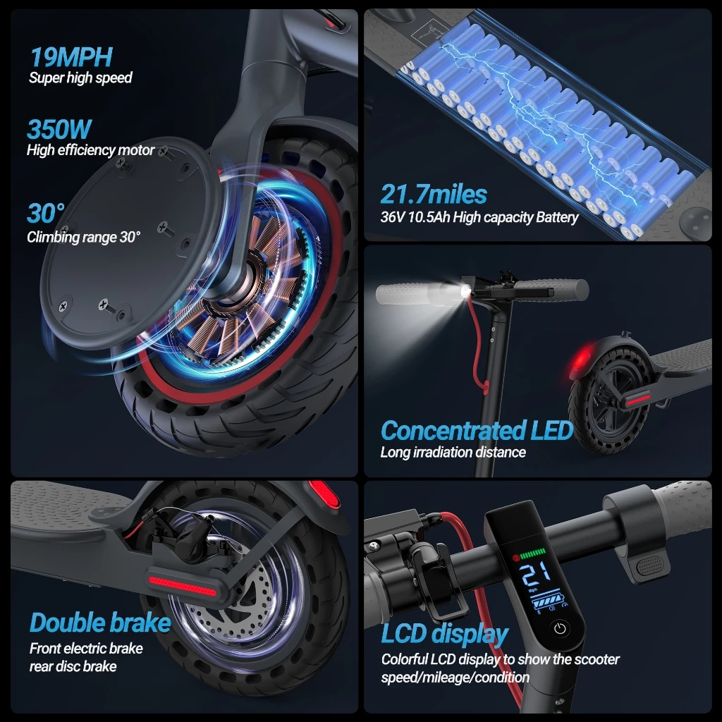Ladped LP60 Electric Scooter ยางตัน 8.5 มอเตอร์ 350W พับได้ ระบบเบรคคู่ thumbnail 9