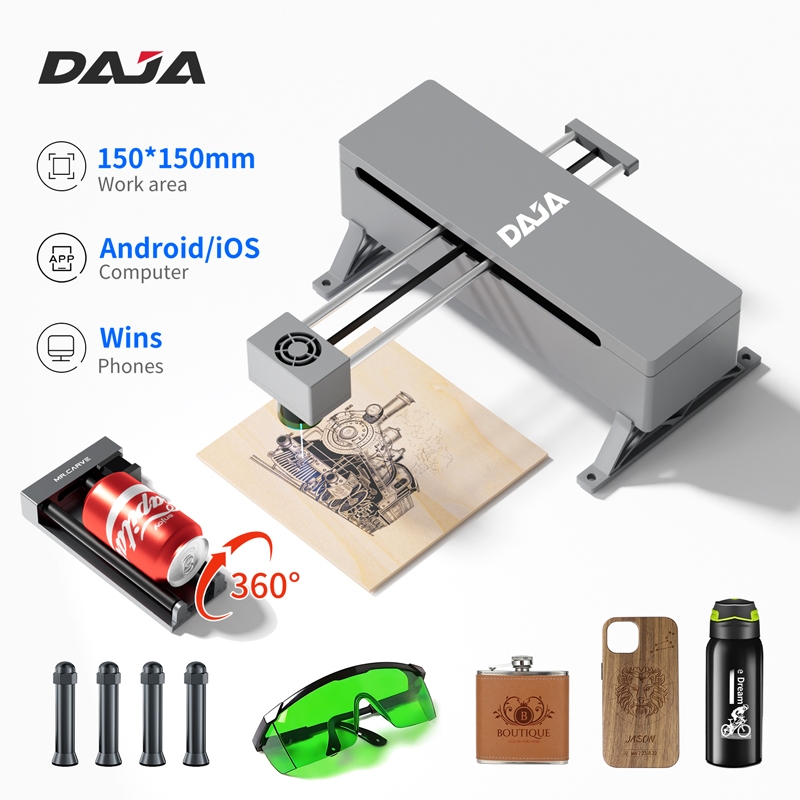 Daja DJ7 5W เครื่องพิมพ์แกะสลัก สําหรับเพ้นท์สี โลหะ กระดาษ ไม้ หนัง ไม้ไผ่ พลาสติก PVC อะคริลิค อาห