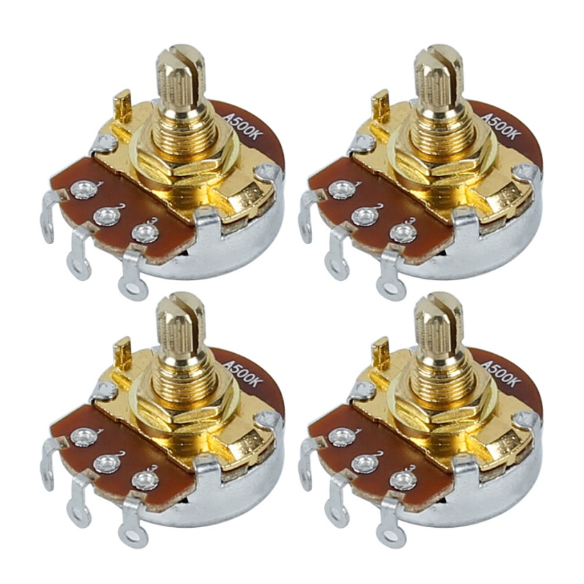 Fleor 4pcs Golden สั้นแยกเพลากีตาร์ Potentiometers หม้อ A500K B500K A250K B250K สําหรับชิ้นส่วนกีตาร์