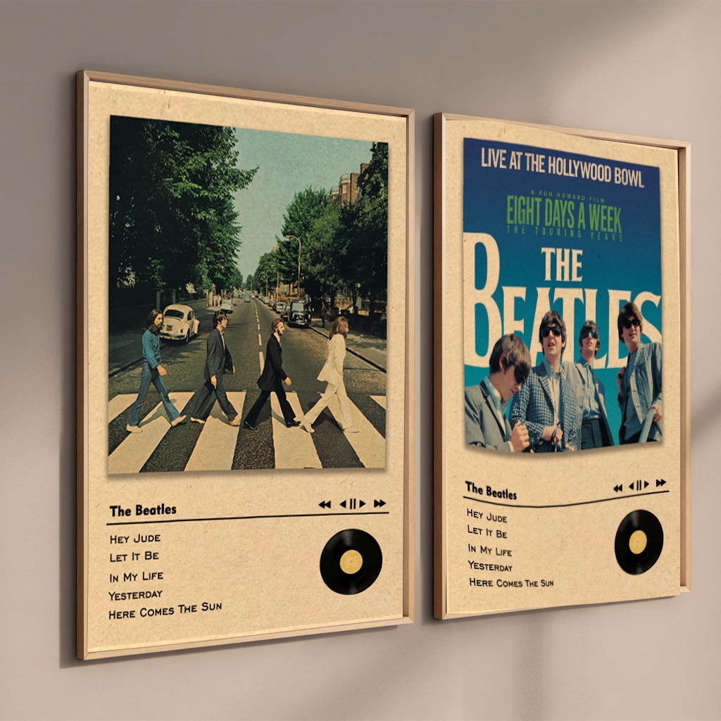 The Beatles โปสเตอร์เพลงอัลบั้มโปสเตอร์ Rock โปสเตอร์ Hip Hop โปสเตอร์สําหรับห้องนั่งเล่นกระดาษคราฟท์ภาพวาด Art Home Wall Decor ภาพ