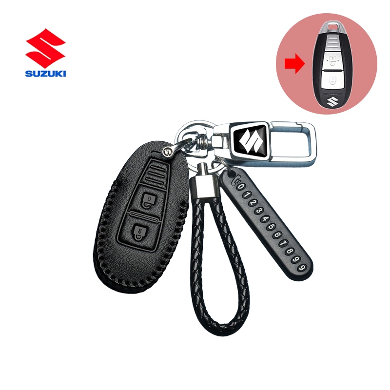 ฝาครอบกุญแจรถ SUZUKI เข้ากันได้กับ SUZUKI Swift/Ciaz/Celerio/Ertiga พวงกุญแจเคสกุญแจรีโมทหนังแท้